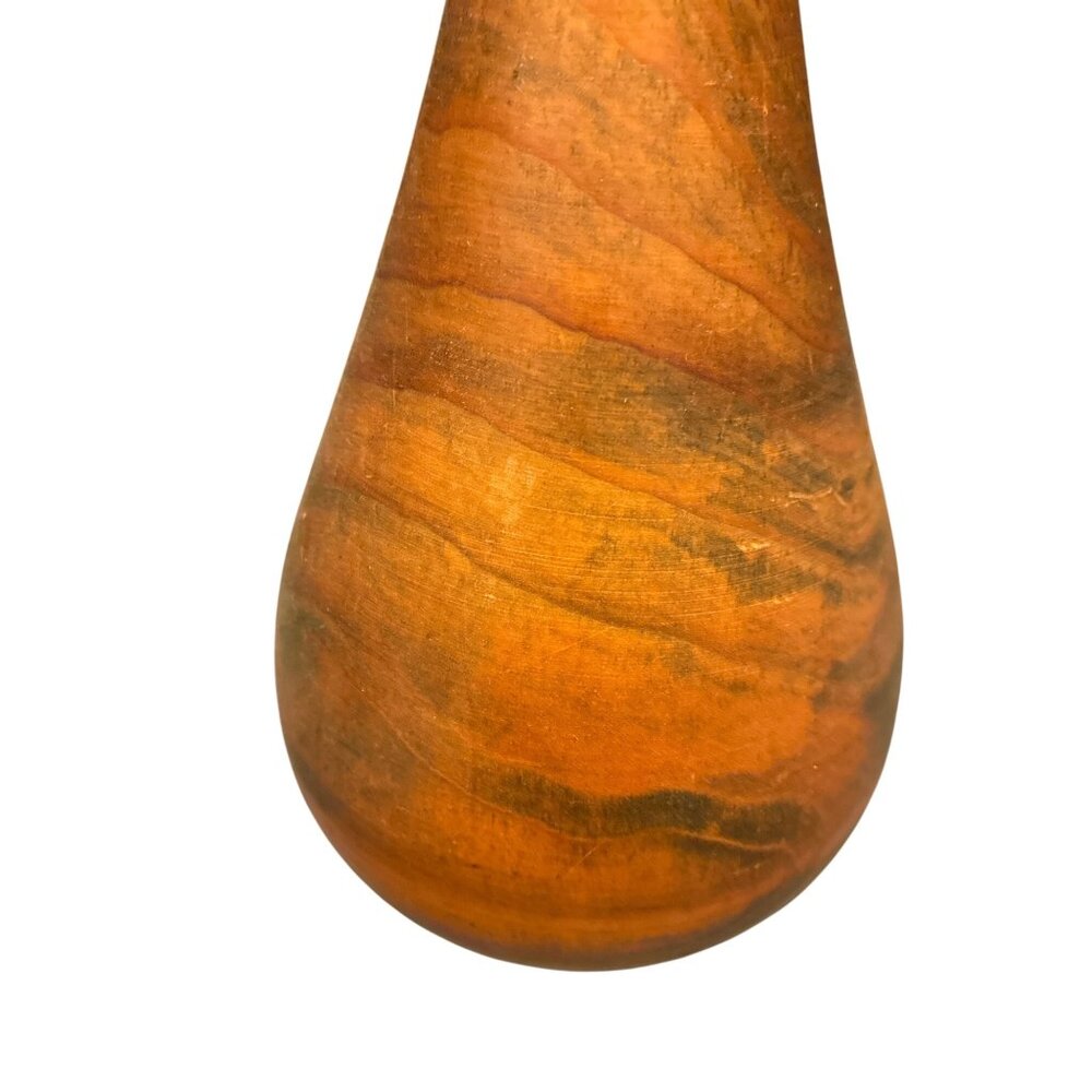 Vintage Handcrafted Wooden Vase With Natural Grain & Rustic Finish - Picture 7 of 9